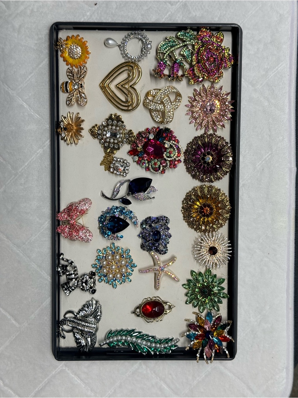 Assorted Decorative Brooches Wall Display - Multicolor